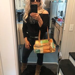 Vintage fossil leather patchwork purse